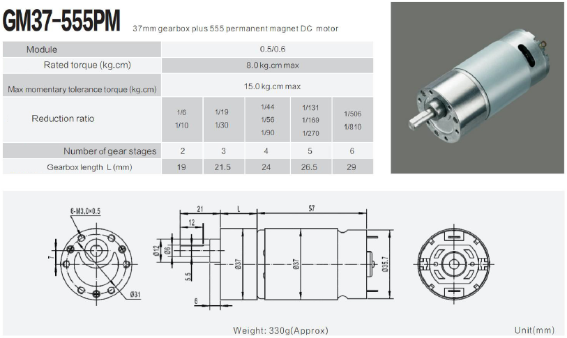 20 Pièces Φ37mm 12V/24V motoréducteur CC brushed GM37-555 avec rapport 6~810 réducteurs arbre parallèle 20 Pièces Φ37mm 12V/24V motoréducteur CC brushed GM37-555 avec rapport 6~810 réducteurs arbre parallèle