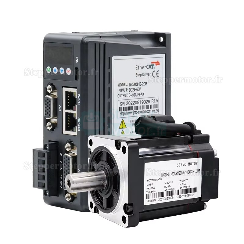 Kit servomoteur CC 200W 60ASM200-5-1024C+MCAC610 0,64N.m 36V 7,5A 0,64N.m 3000tr/min avec driver servo MCAC610
