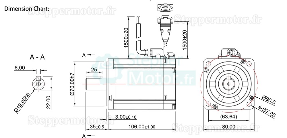Kit servomoteur et dirver 0,75 kW 48V CC 80ASM750-1024C+MCAC845 2,39N.m 80 x 80 mm avec codeur magnétique 1024 lignes