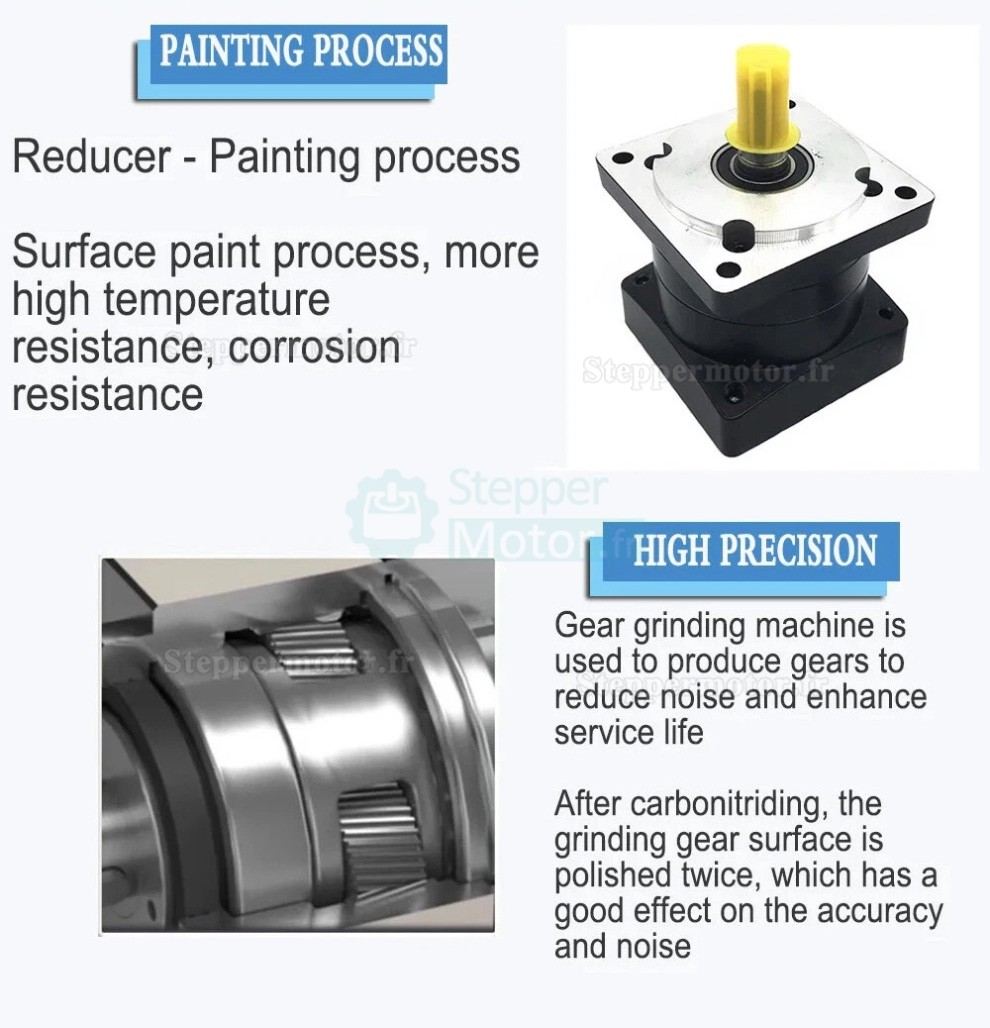 Réducteur planétaire Nema 34 86PX série rapport 5:1 à 100:1 pour moteur pas à pas de 86 mm Réducteur planétaire Nema 34 86PX série rapport 5:1 à 100:1 pour moteur pas à pas de 86 mm