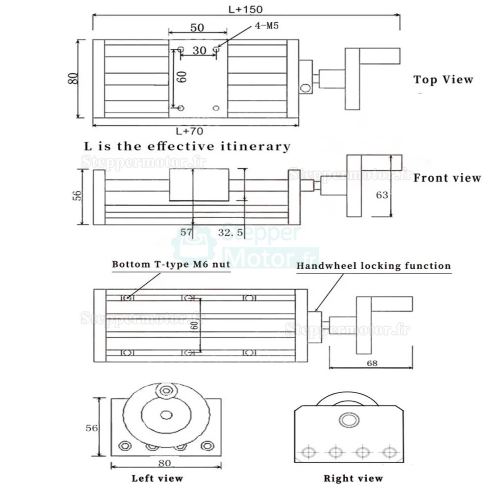 Unités linéaires manuelle GGP5080, guidage linéaire manuelle cnc et volant Unités linéaires manuelle GGP5080, guidage linéaire manuelle cnc et volant