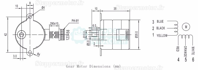 2 Pièces 12V motoréducteur pas à pas cc brushed GM37-35BY 7,5°avec rapport 6~810 arbre parallèle