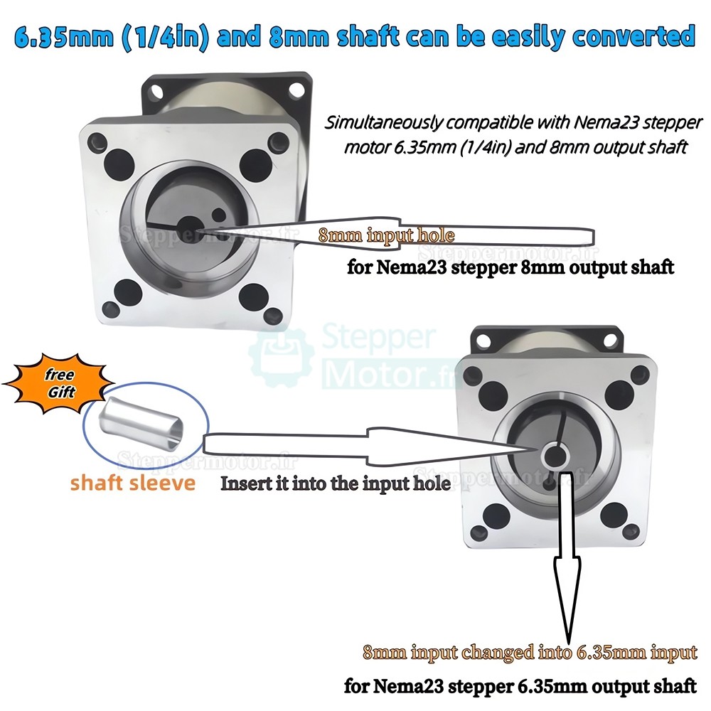 Réducteur planétaire Nema 23 DLF série rapport 4:1 à 100:1, Entrée 1/4" 6,35 mm 8 mm Réducteur planétaire Nema 23 DLF série rapport 4:1 à 100:1, Entrée 1/4" 6,35 mm 8 mm