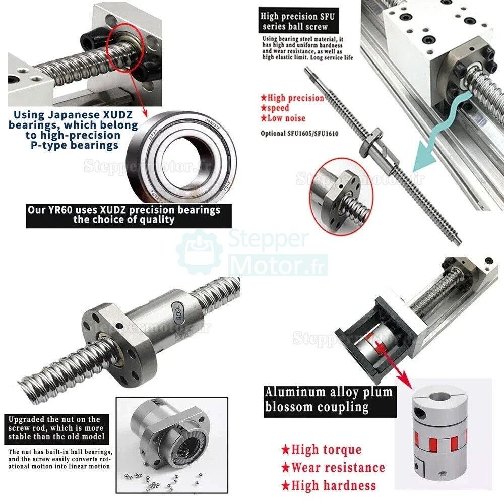 Paliers de glissement lin&eacute;aires DXG-YR60-2, platine de d&eacute;placement &agrave; glissi&egrave;re CNC, course 100 mm-300 mm