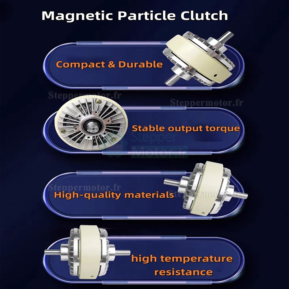 Embrayage à particules magnétiques à double arbre série FL-S, couple de serrage 6 Nm à 50 Nm, 24 V CC. Embrayage à particules magnétiques à double arbre série FL-S, couple de serrage 6 Nm à 50 Nm, 24 V CC.