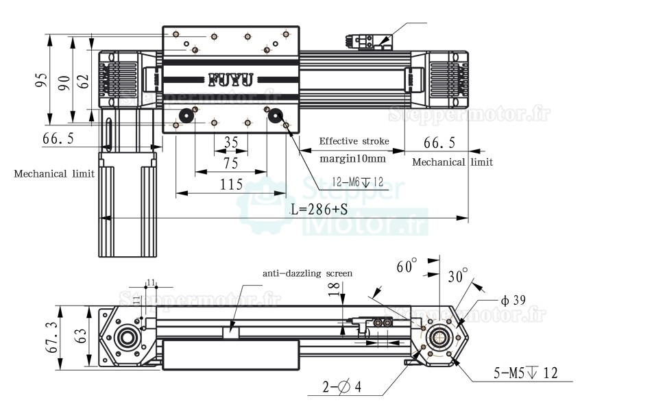 Guide linéaire table de platine linéaire FPB60 avec moteur pas à pas Nema 24