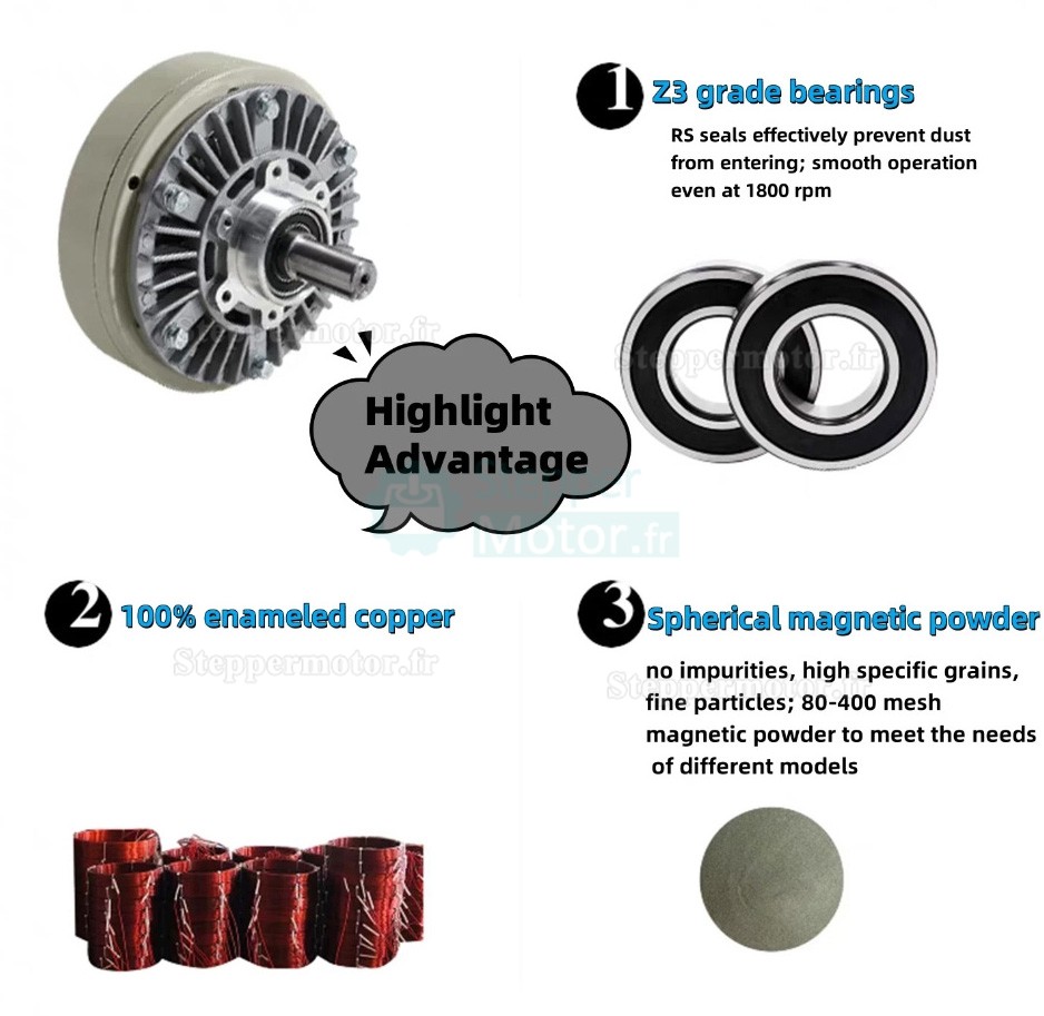 Frein à particules magnétiques CNC mono-arbre série FZ-D, 6-50 Nm 24 V CC IP54 Frein à particules magnétiques CNC mono-arbre série FZ-D, 6-50 Nm 24 V CC IP54
