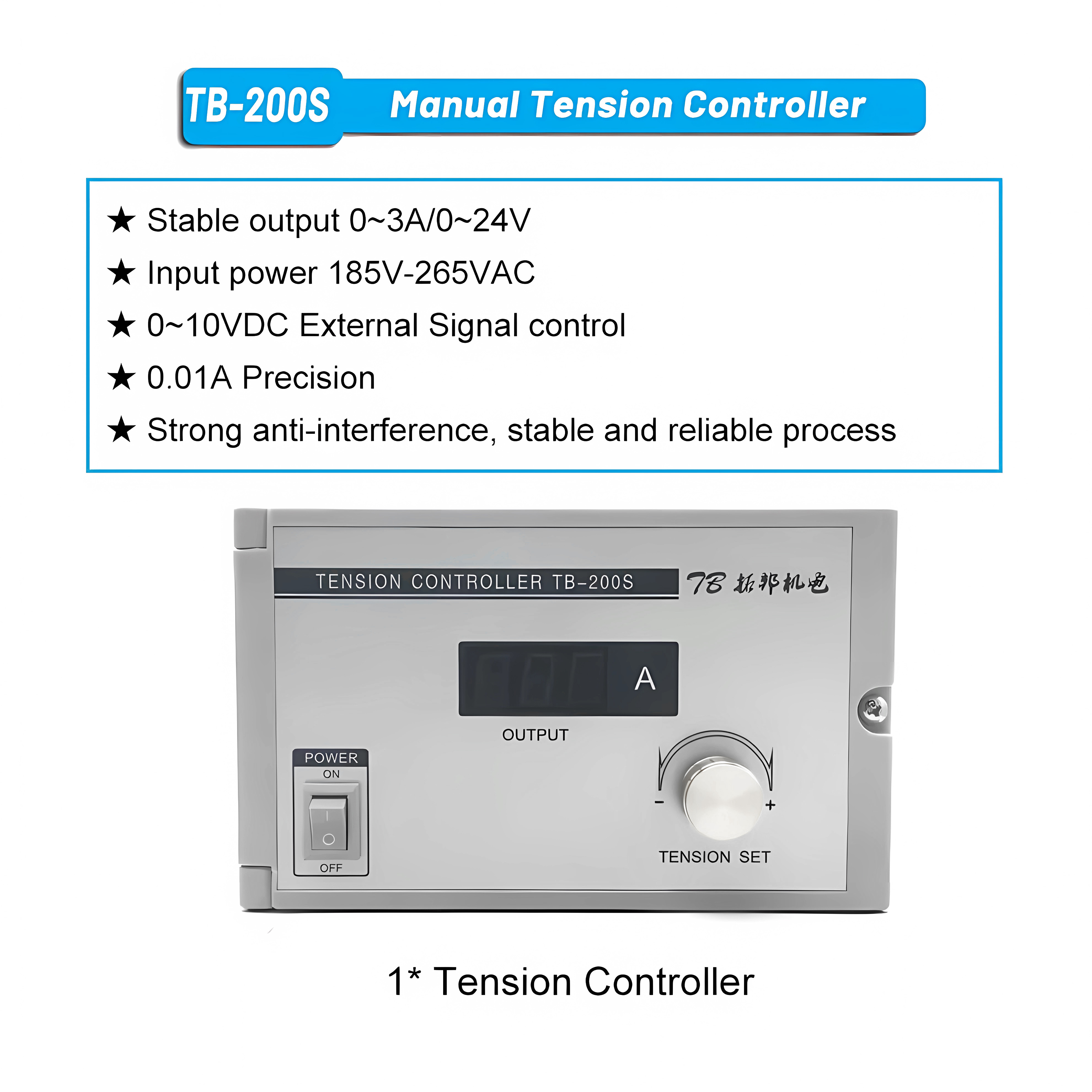 Kit de frein &agrave; particules magn&eacute;tiques &agrave; arbre unique s&eacute;rie FZ-D, 6 Nm-50 Nm, avec contr&ocirc;leur de tension TB-200S