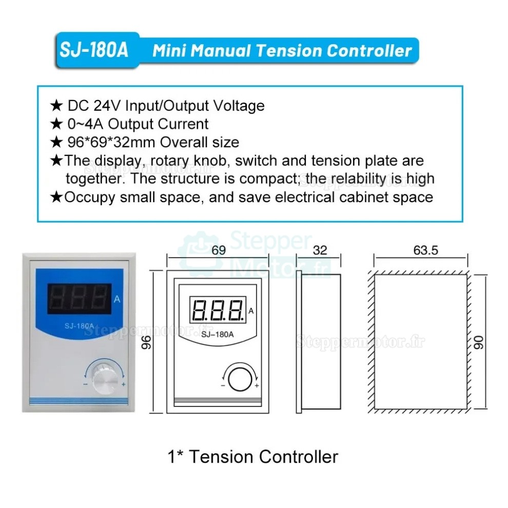 Kit de frein à particules magnétiques à arbre creux série FK-D avec contrôleur de tension manuel SJ-180A Kit de frein à particules magnétiques à arbre creux série FK-D avec contrôleur de tension manuel SJ-180A