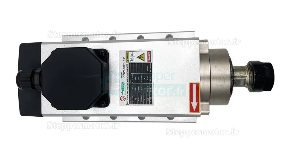 2,2 kW 220V/380V Kit moteur de broche refroidi par air et variateur de fr&eacute;quence (VFD) GDZ80X73-2.2 + H100, pince ER20, 24&nbsp;000 tr/min, 400 Hz