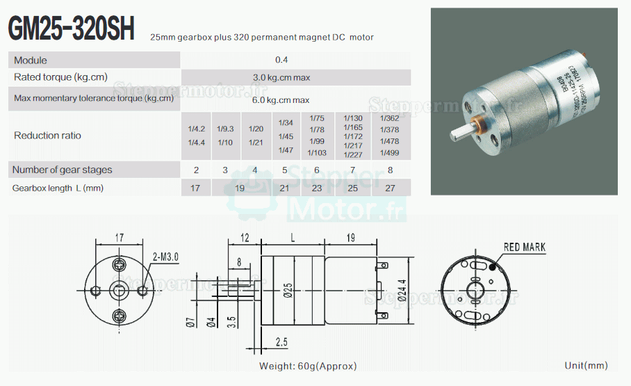 2 Pièces Φ25mm 6V/12V motoréducteur CC brushed moteur PMDC GM25-320SH avec rapport 4~499 réducteurs arbre parallèle