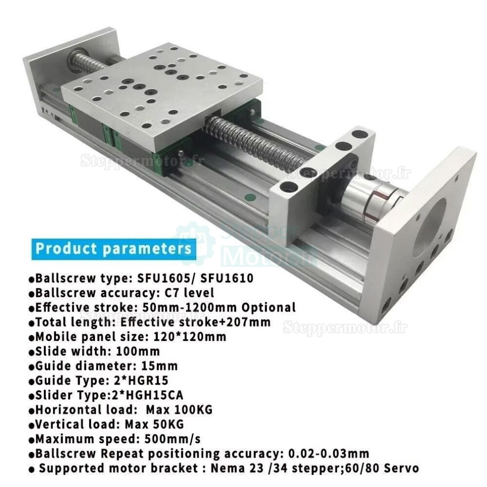 Guide de mouvement linéaire robuste SXG120×120, table coulissante linéaire 70-100 kg, table coulissante CNC 100-1000 mm Guide de mouvement linéaire robuste SXG120×120, table coulissante linéaire 70-100 kg, table coulissante CNC 100-1000 mm