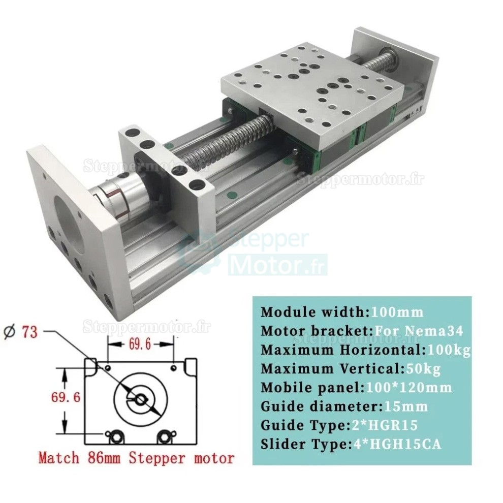 Guide de mouvement linéaire robuste SXG120×120, table coulissante linéaire 70-100 kg, table coulissante CNC 100-1000 mm Guide de mouvement linéaire robuste SXG120×120, table coulissante linéaire 70-100 kg, table coulissante CNC 100-1000 mm