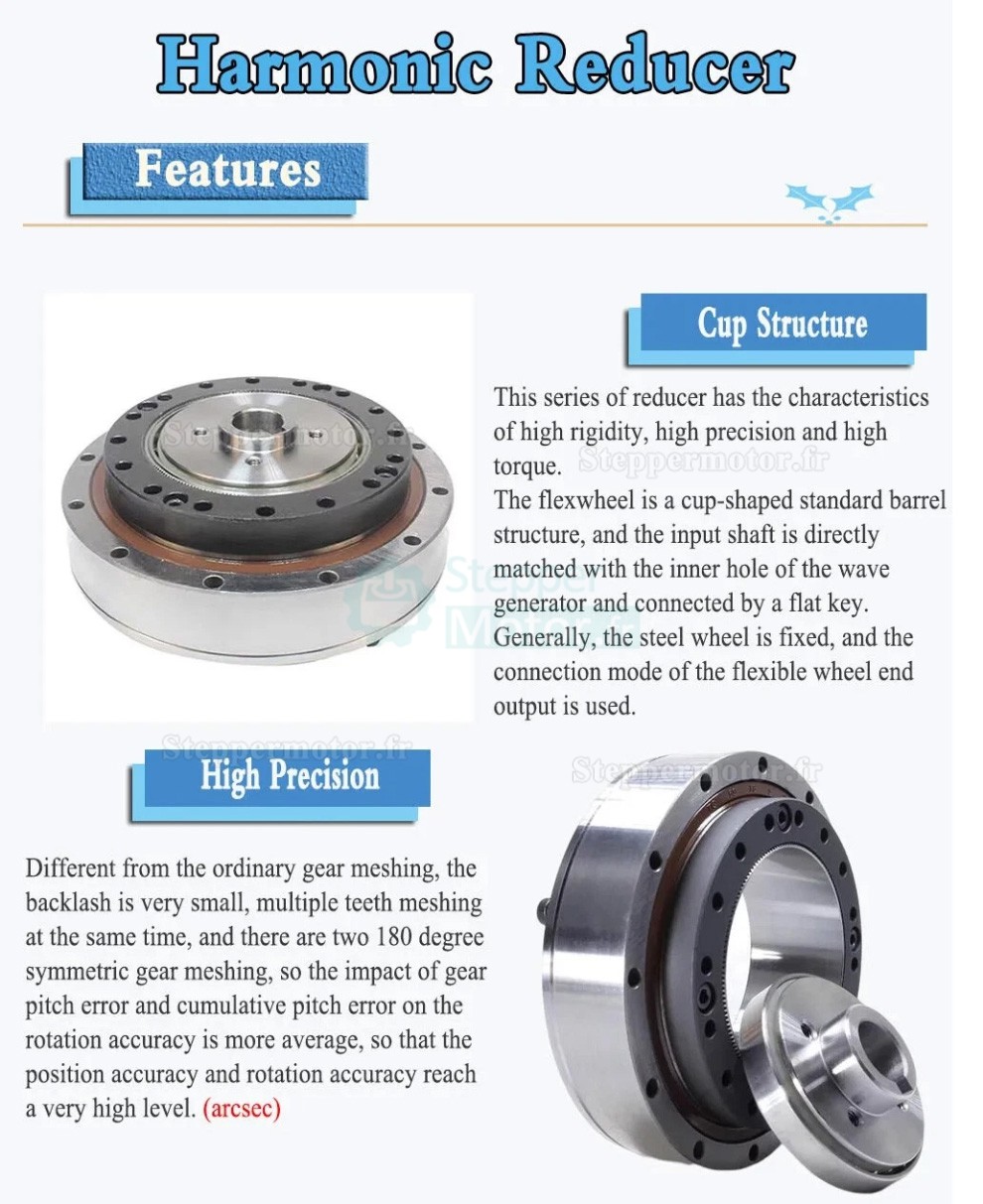 R&eacute;ducteur harmonique s&eacute;rie ZXF, 30:1/50:1/80:1/100:1/120:1/160:1 pour moteurs pas &agrave; pas/servomoteurs