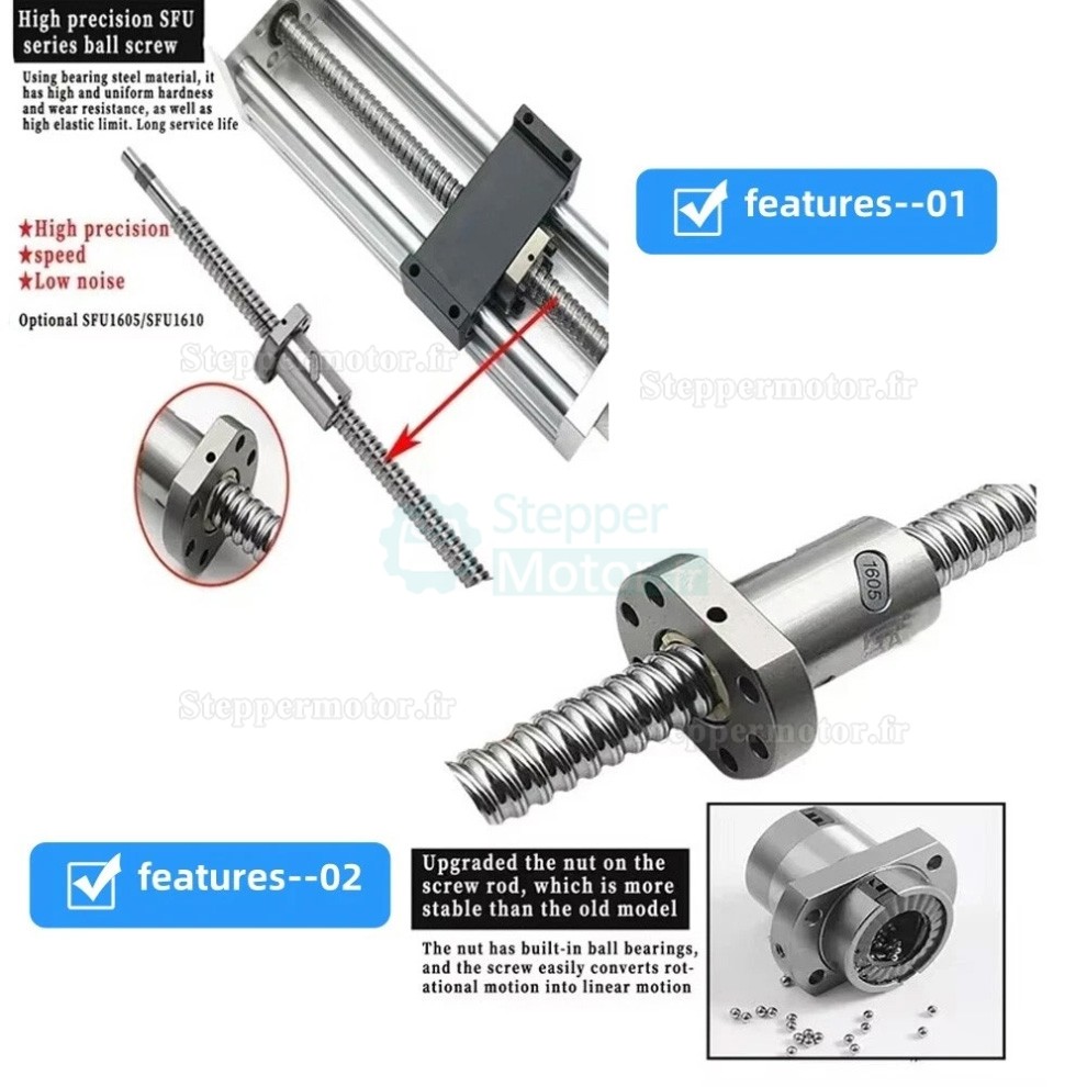 Table coulissante CNC linéaire OSP001610, course de 100 à 1000 mm, compatible avec moteurs pas à pas NEMA 23 et servomoteurs de 60 mm Table coulissante CNC linéaire OSP001610, course de 100 à 1000 mm, compatible avec moteurs pas à pas NEMA 23 et servomoteurs de 60 mm