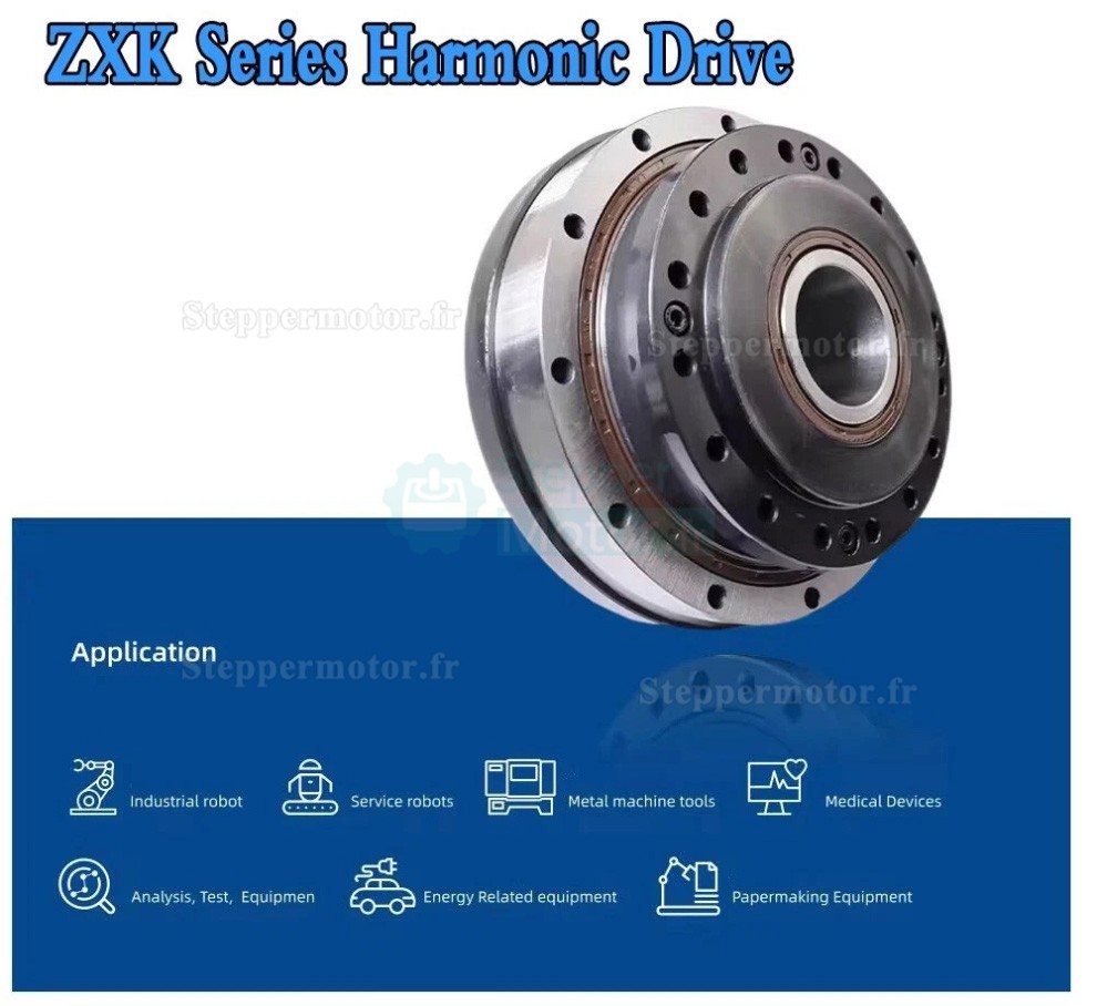 Réducteur harmonique de type creux série ZXK, Rapport 30:1/50:1/80:1/100:1/120:1/160:1, contrecoup 30 arcsec Réducteur harmonique de type creux série ZXK, Rapport 30:1/50:1/80:1/100:1/120:1/160:1, contrecoup 30 arcsec