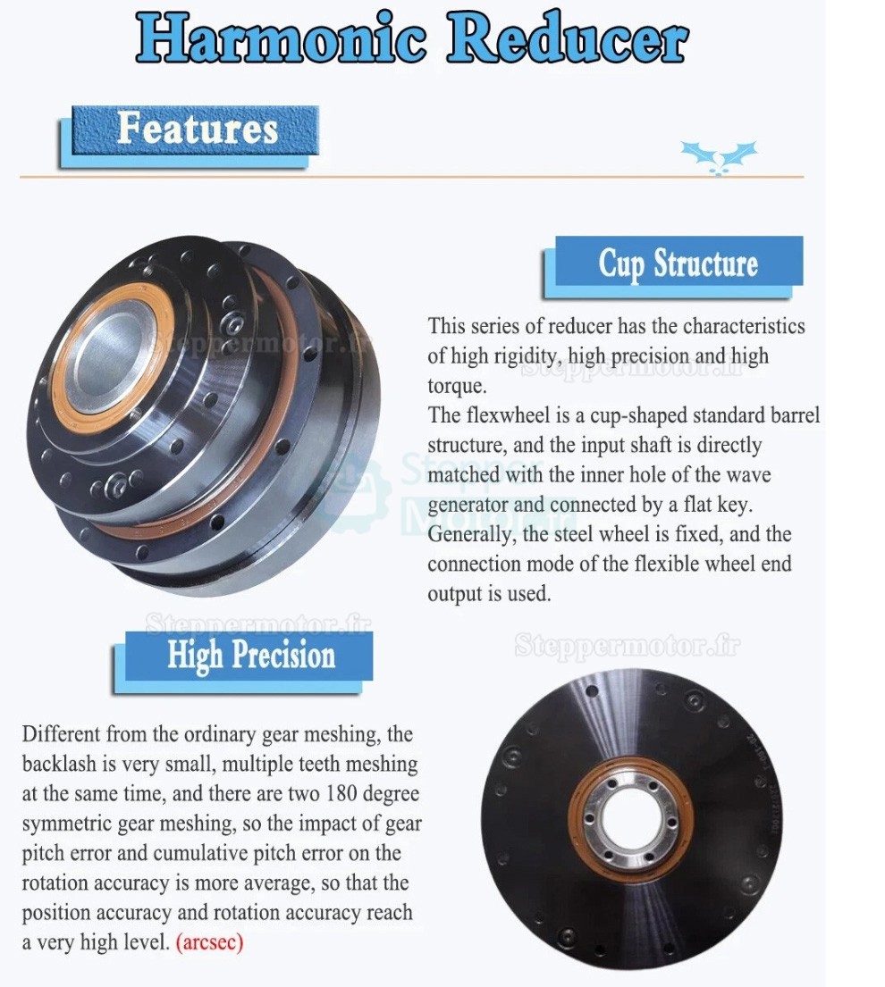 Réducteur harmonique de type creux série ZXK, Rapport 30:1/50:1/80:1/100:1/120:1/160:1, contrecoup 30 arcsec Réducteur harmonique de type creux série ZXK, Rapport 30:1/50:1/80:1/100:1/120:1/160:1, contrecoup 30 arcsec