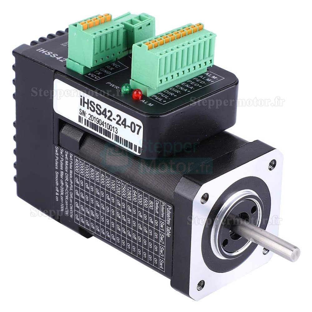 Moteur pas à pas en boucle fermée intégré Nema 17 JMC iHSS42-24-07 1,8° 0,7Nm 24V biphasé