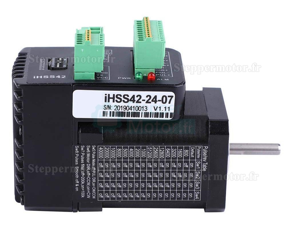 Moteur pas à pas en boucle fermée intégré Nema 17 JMC iHSS42-24-07 1,8° 0,7Nm 24V biphasé
