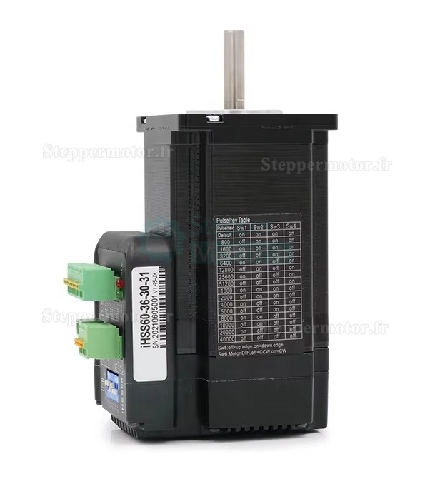 Moteur pas à pas en boucle fermée intégré Nema 23 JMC IHSS60-36-30-30/31/SC 1,8° 3Nm 5A 36V biphasé