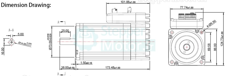 Moteur pas à pas en boucle fermée intégré Nema 34 JMC iHSS86-80-100 1,8° 9,8Nm 6A 80V biphasé
