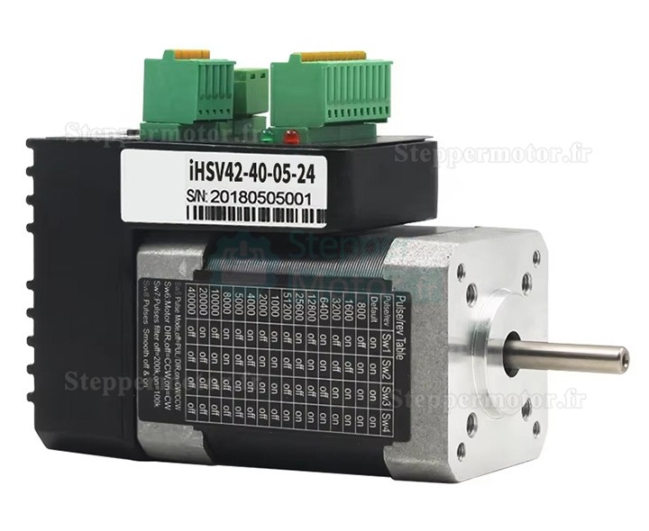 Servomoteur CA intégré Nema 17 JMC iHSV42-40-05-24 52W 24V 12,5Ncm 52000tr/min