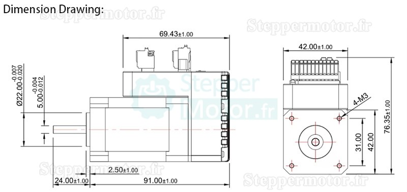 Servomoteur CA intégré Nema 17 JMC iHSV42-40-05-24 52W 24V 12,5Ncm 52000tr/min