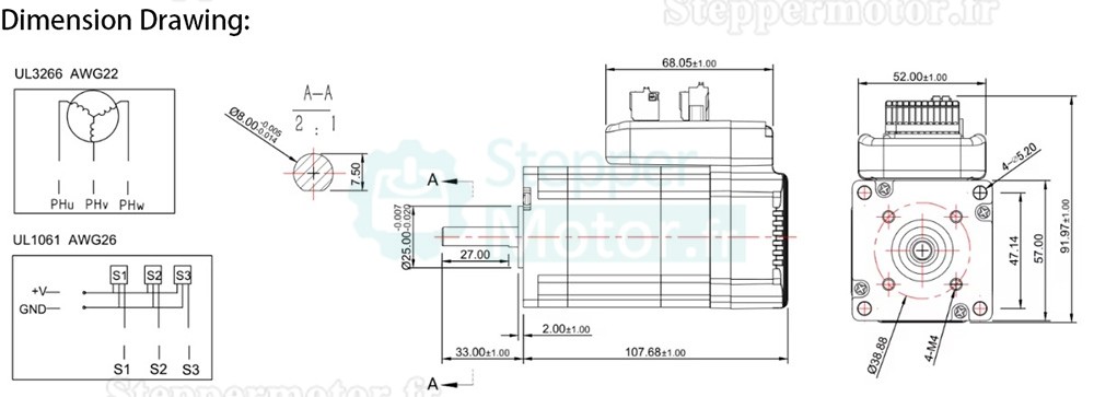 Servomoteur CA intégré Nema 23 JMC iHSV57-30-10-36 100W 36V 0,29N.m 3,5A triphasé 3000tr/min
