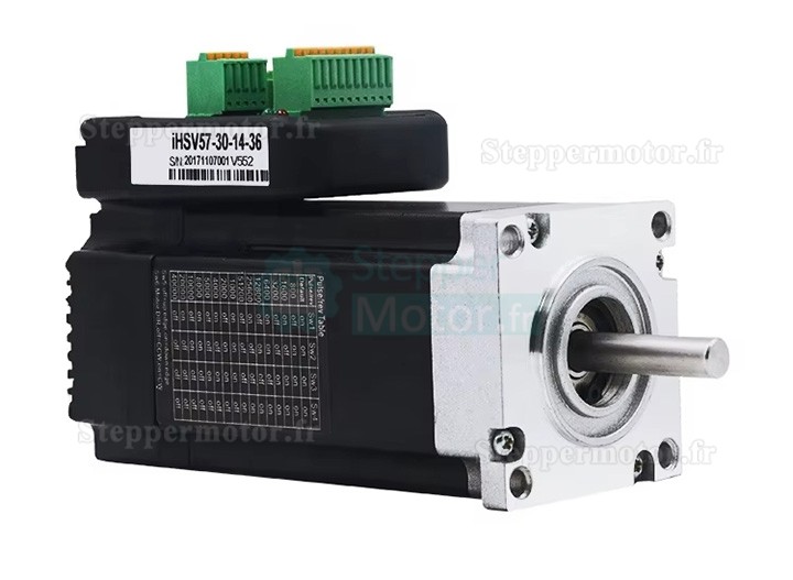 Servomoteur CA intégré Nema 23 JMC iHSV57-30-14-36 140W 36V 0,45N.m 5,4A triphasé 3000tr/min