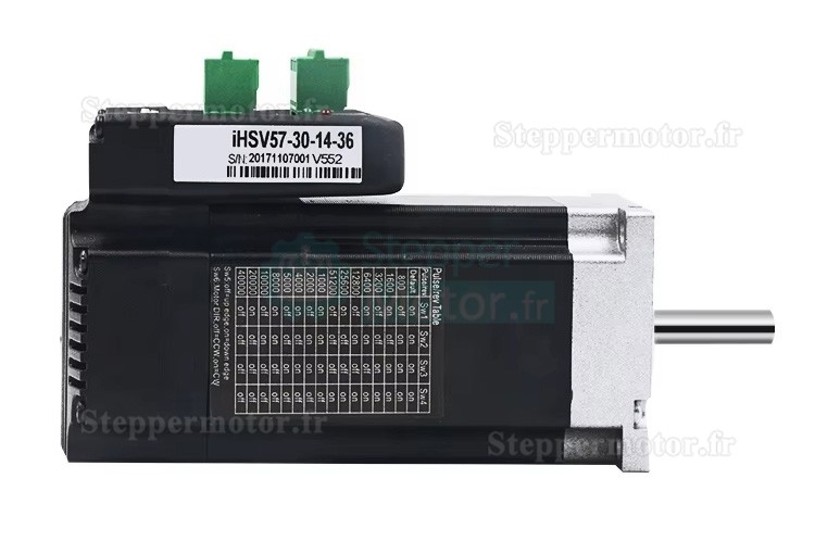 Servomoteur CA intégré Nema 23 JMC iHSV57-30-14-36 140W 36V 0,45N.m 5,4A triphasé 3000tr/min