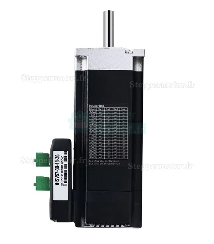 Servomoteur CA intégré Nema 23 JMC iHSV57-30-18-36 180W 36V 0,6N.m triphasé 3000tr/min