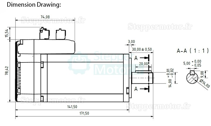 Servomoteur CA intégré Nem23 JMC iHSV60-30-40-48 400W 48V 1,27N.m 3000tr/min 60 x 60 mm