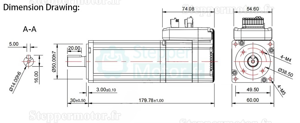 Servomoteur CA intégré Nema 23 JMC iHSV60-30-40-48-SC 400W 48V 1,27N.m triphasé 3000tr/min avec frein