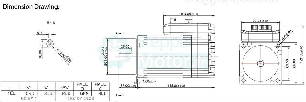 Servomoteur CA intégré Nema 34 JMC iHSV86-30-44-48 440W 48V 1,4N.m 3000tr/min