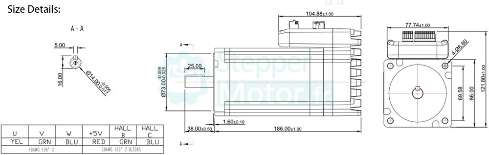 Servomoteur CA intégré NEMA 34 JMC iHSV86-30-66-72 660W 2,03N.m 3000tr/min 72V 13,1A 86 x 86 mm