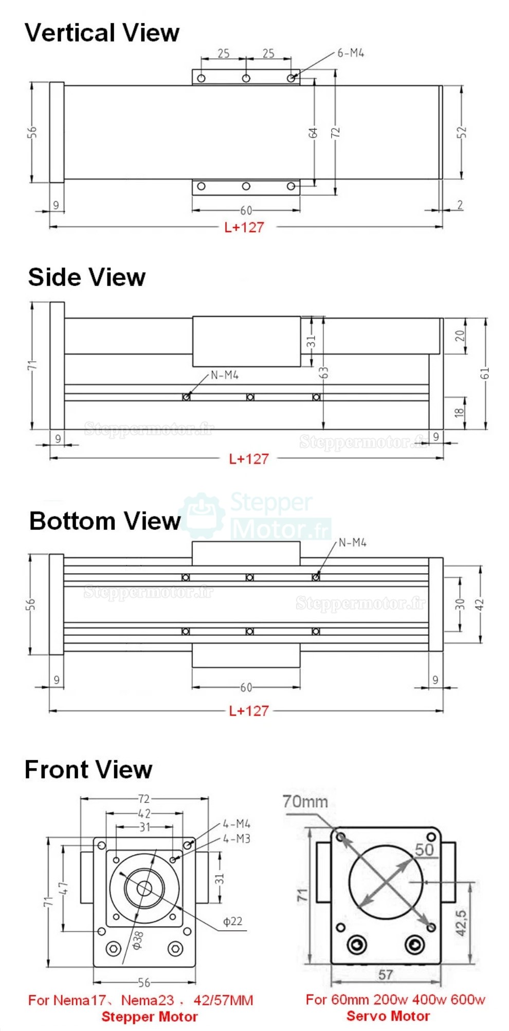 Module de guidage lin&eacute;aire CNC enti&egrave;rement &eacute;tanche, table coulissante &agrave; vis &agrave; billes QMF40 avec moteur pas &agrave; pas et contr&ocirc;leur