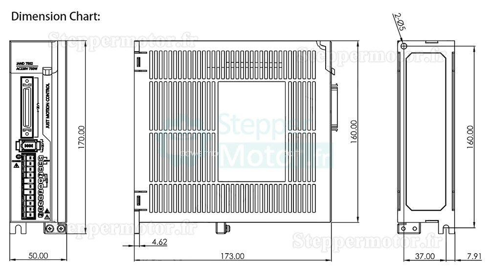 Driver servomoteur monophasé JAND10002-20B 1,0 kW 180V-240V CA avec résistance de freinage intégrée