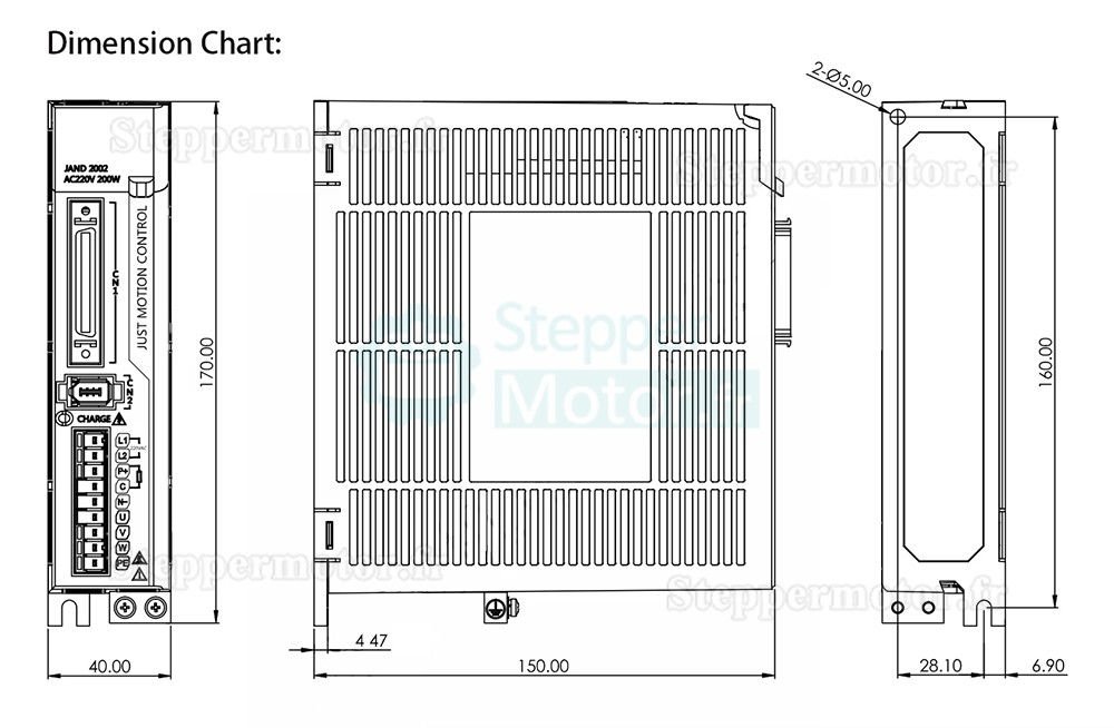 Driver servomoteur JAND2002-20B 200W 180V-240V CA, résistance de freinage externe monophasée