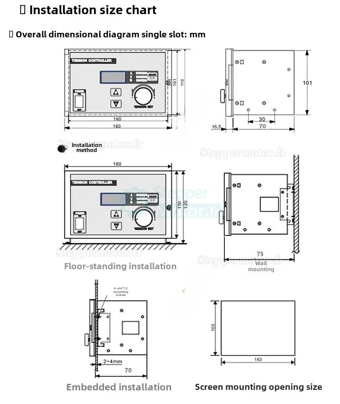 Contrôleur de tension manuel KTC800A 0-24V 4A pour frein/embrayage à particules magnétiques Contrôleur de tension manuel KTC800A 0-24V 4A pour frein/embrayage à particules magnétiques