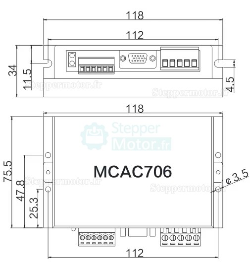 Driver servo numérique CC MCAC706 6A 20 ~ 70 V 200W pour servomoteur CC sans balais