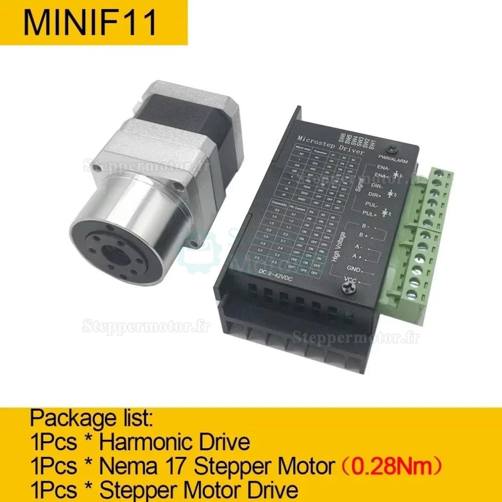 Motor&eacute;ducteur harmonique nema 14 / nema 17 avce Rapport 30:1/50:1/100:1 r&eacute;ducteur harmonique