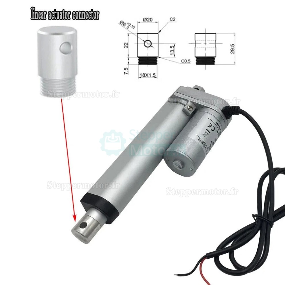 Actionneur linéaire électrique 12 V/24 V OSP001608 5 mm/s - 90 mm/s 20 – 36 W Actionneur linéaire électrique 12 V/24 V OSP001608 5 mm/s - 90 mm/s 20 – 36 W