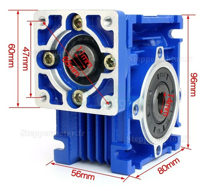 Réducteur à vis sans fin NMRV030 Rapport 10:1 15:1 20:1 25:1 30:1 40:1 pour moteur pas à pas / servomoteur Nema23