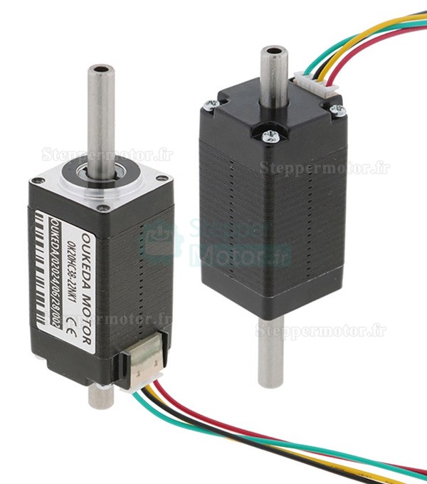 Moteur pas à pas à arbre creux Nema 8 OK20HC38-22NK1 bipolaire 1,8 degrés 3,13 Ncm 0,6 A 5,4 V 2 phases double arbre