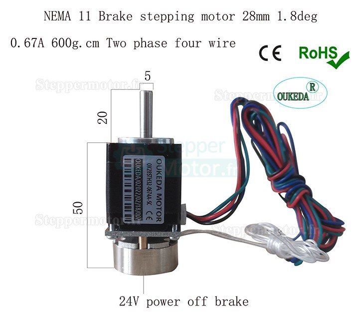 Moteur pas à pas NEMA 17 Oukeda 17HS4401 1,8° 45Ncm biphasé pour imprimante 3D et robotique