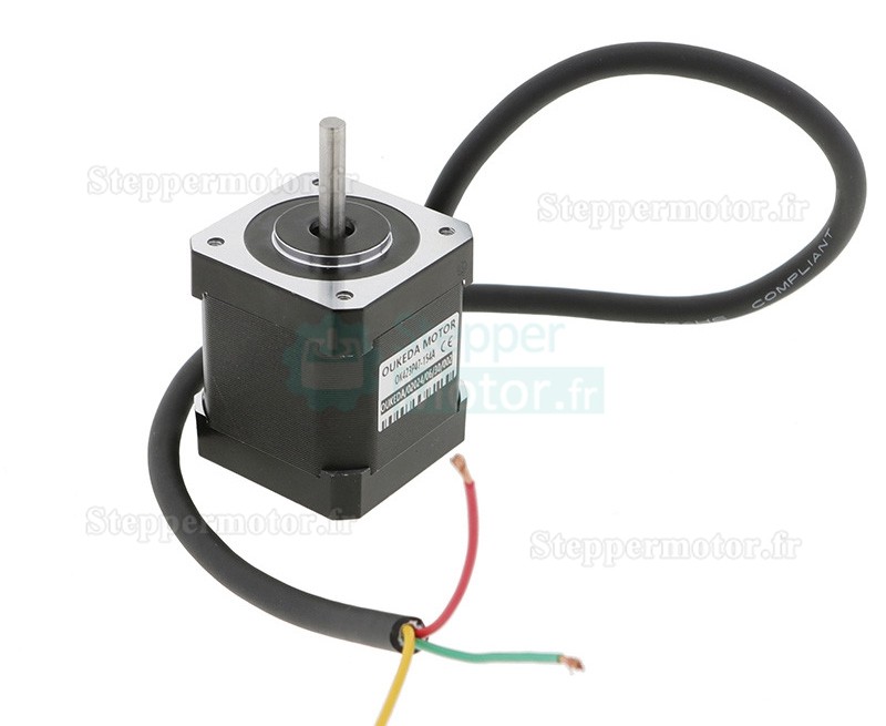 Moteur pas à pas NEMA 17 Oukeda OK423P47-154A 1,2 degrés 32 Ncm triphasé 1,5 A 5,4 V CC D-cut