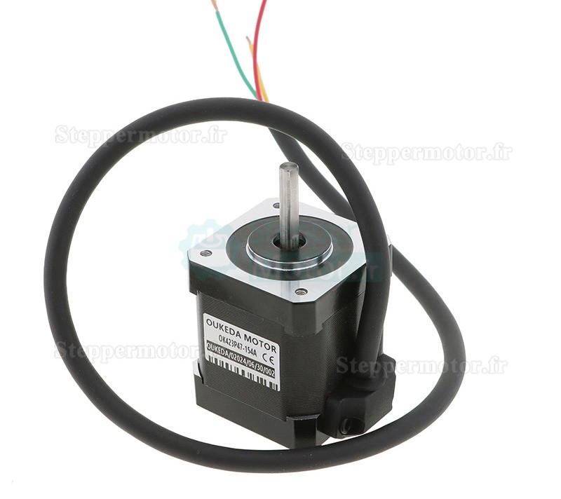 Moteur pas à pas NEMA 17 Oukeda OK423P47-154A 1,2 degrés 32 Ncm triphasé 1,5 A 5,4 V CC D-cut