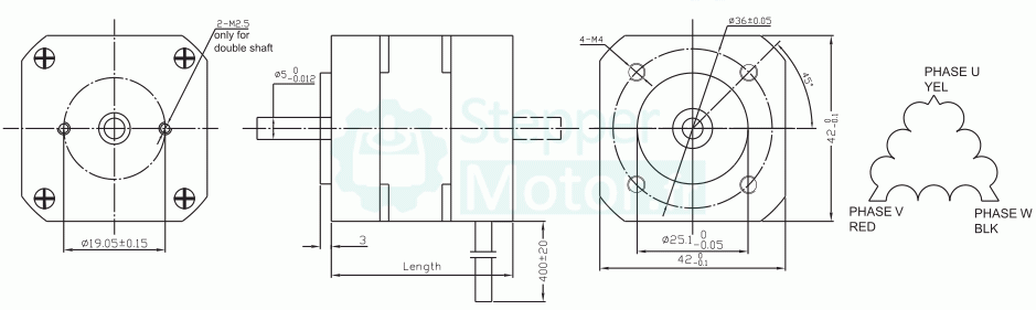 Moteur CC sans balais nema 17 OK42BL 24V/48V Triphasé 7,5 Ncm-260 Ncm 4000 tr/min Φ42 mm