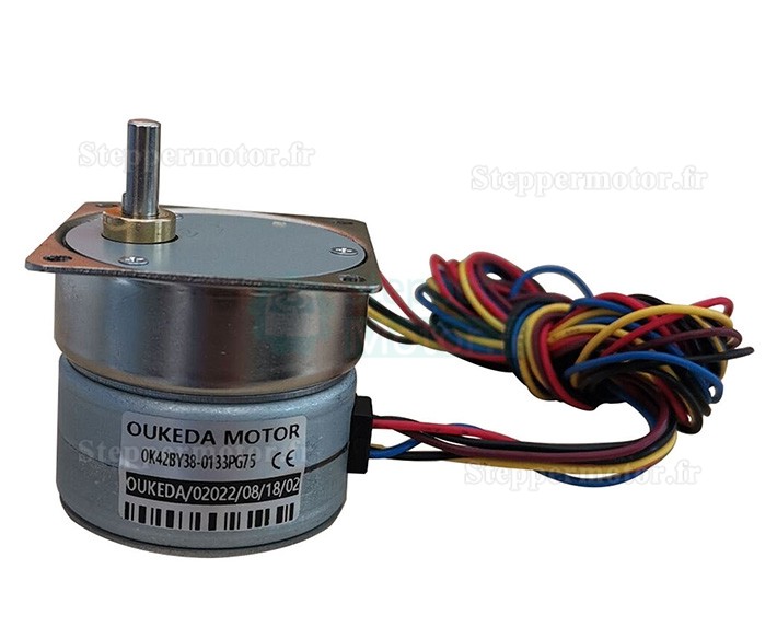 Motoréducteur pas à pas aimant permanent Oukeda 7,5 degrés 24 V avec réducteur 10:1/30:1/50:1/75:1/120:1