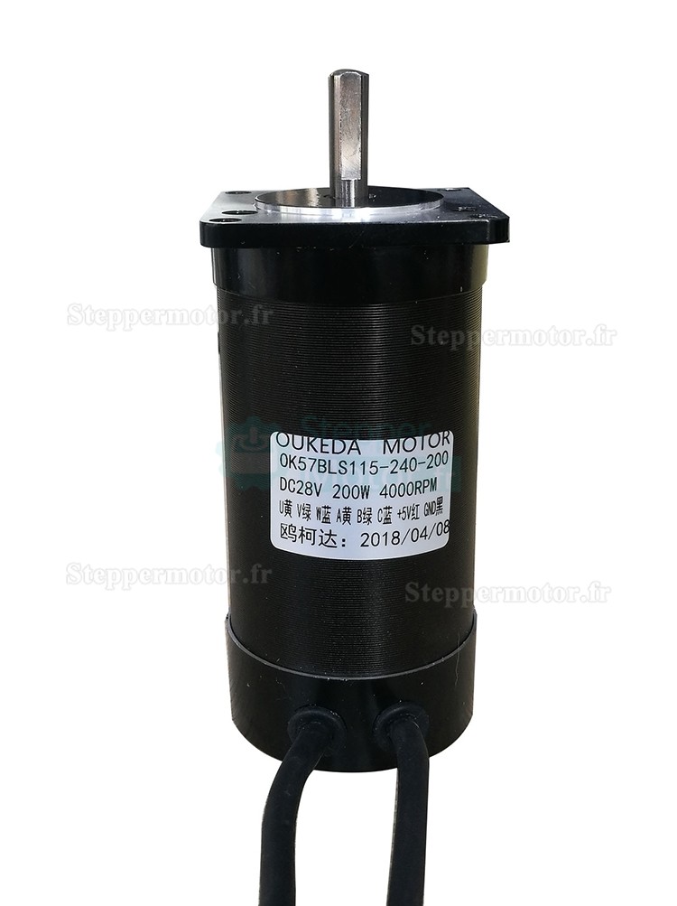 24V 200W Moteur CC sans balais nema 23 OK57BLS115-240-200 4000 tr/min 47Ncm 12A triphasé